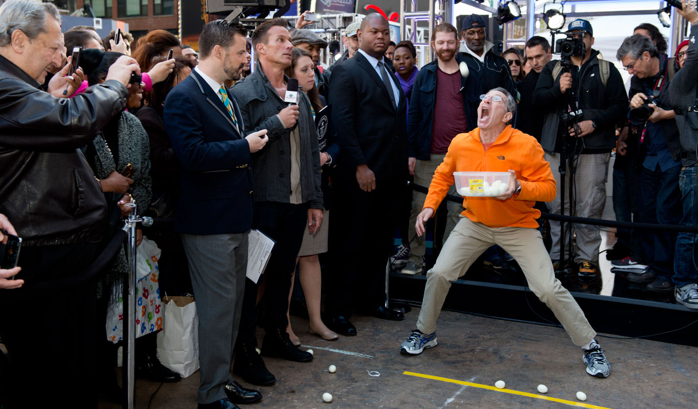 Hard Boiled Egg Catching in Mouth, most in one minute, eggs thrown by Bipin Larkin, 58, New York, November 2013