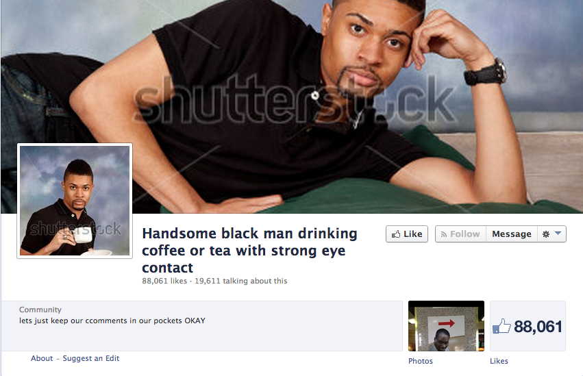 A <a href="http://ebaum.it/1A3pzCj target="_blank">Facebook page</a> for handsome black men drinking coffee or tea with strong eye contact