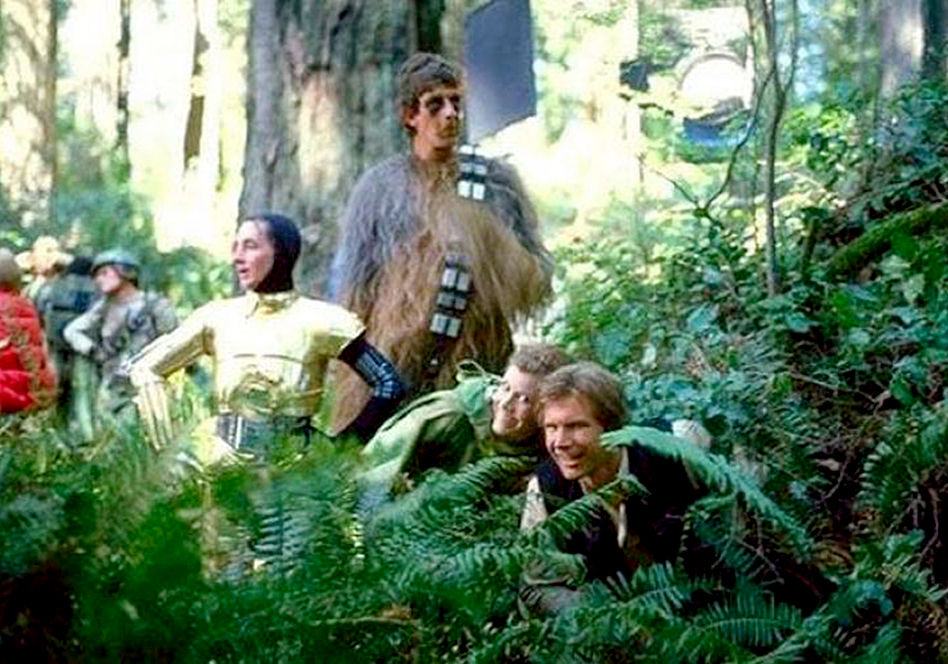 While in the Pacific Northwest filming the Endor scenes for Star Wars, Peter Mayhew (Chewbacca) had to be accompanied by crew members so he wouldn't be shot by people looking for Bigfoot.