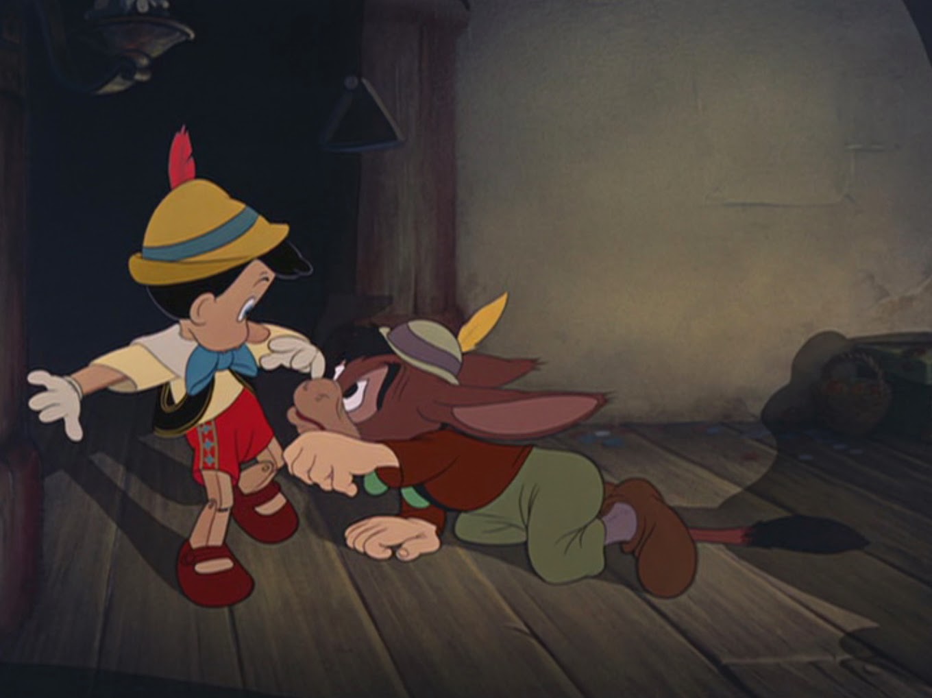 In Pinocchio there's a group of men kidnapping boys and magically turning them into donkeys. The movie ends happily after Pinocchio becomes a real boy, and everybody seems to forget that those men are still donkey-fying kidnapped children.