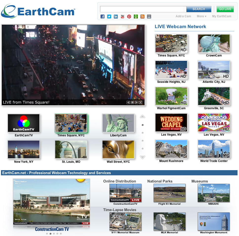 <a href="http://ebaum.it/1oC4hbo" target="_blank">EarthCam</a>. A network of cameras that allow you to see what's happening all over the earth.