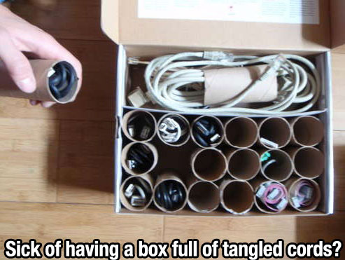 organize things at home - Sick of having a box full of tangled cords?