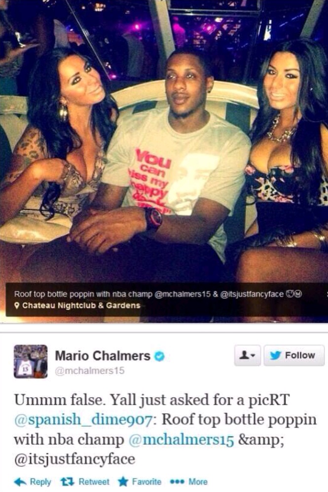 liars - nba players on social media - can Roof top bottle poppin with nba champ & o Chateau Nightclub & Gardens 1 y Mario Chalmers 15 Ummm false. Yall just asked for a picRT Roof top bottle poppin with nba champ &amp; 13 Retweet Favorte ... More