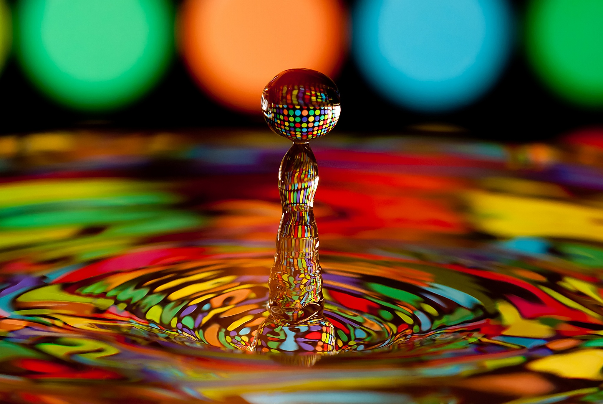 A drop of water that looks like a disco ball in the right light