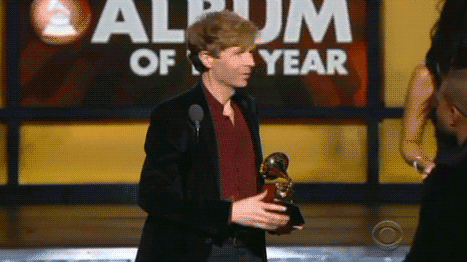 First, here's what Kanye did during Beck's acceptance for Album of the Year.