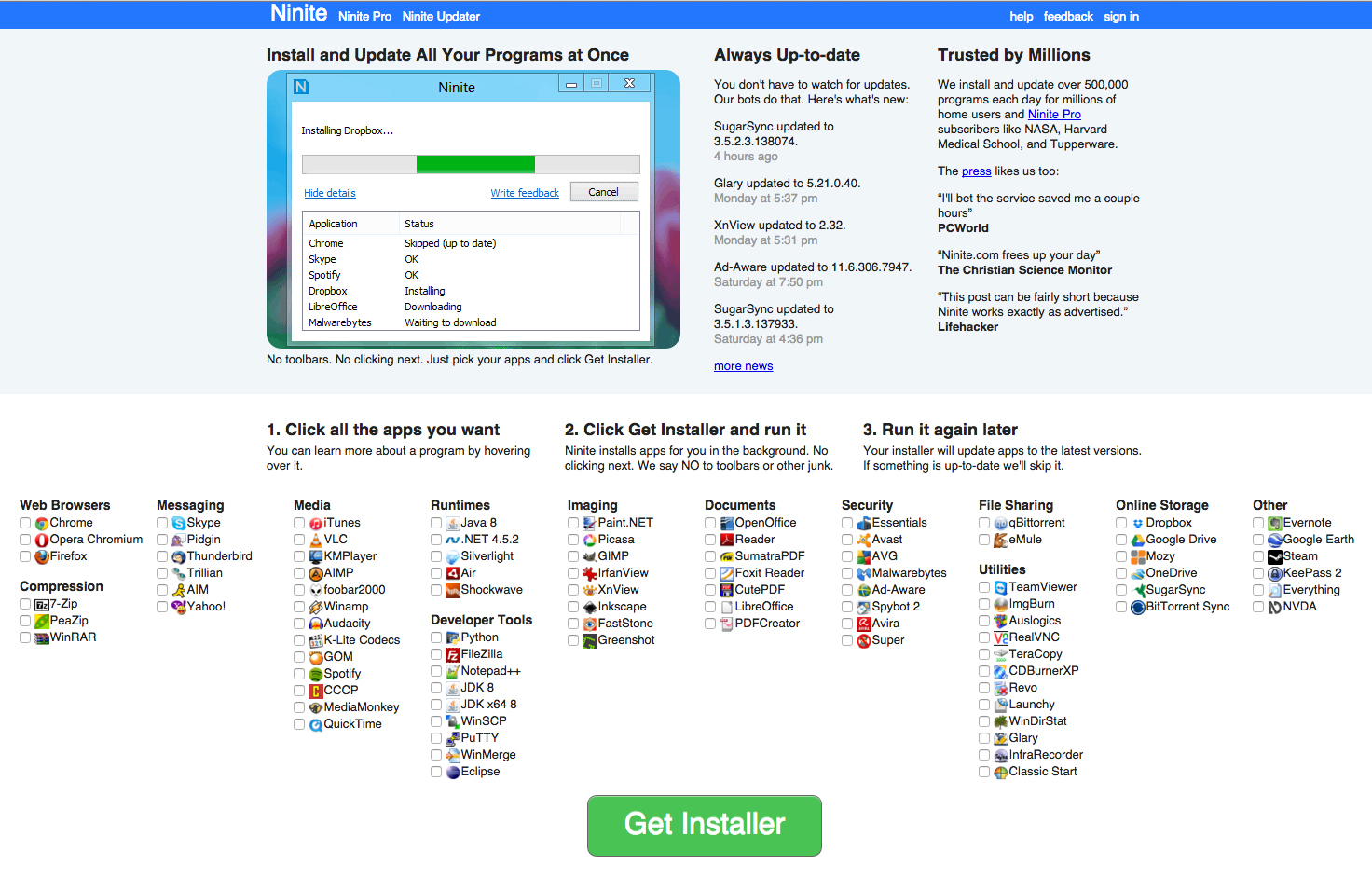 Ninite Nase Pro Write de My back Install and Update All Your Programs at Once Always uptodate Ninne You don't have to watch for updates Our bon de thuit. Here's what Trusted by Millions West and p ar Doo programs in brief Tror Doom subcribe Nasa. Hand…