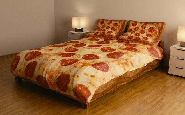 pepperoni pizza bed