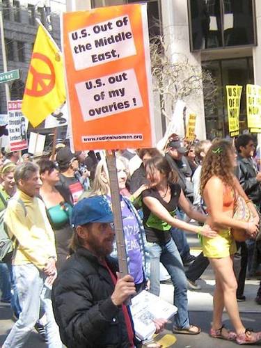 funny protest signs - U.S. Out of the Middle East, U.S. out of my ovaries ! Sila