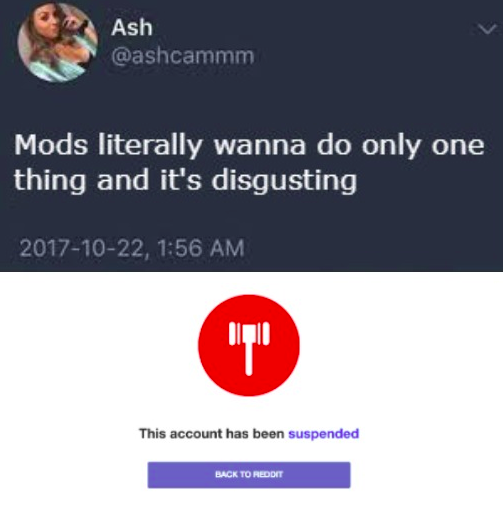 online advertising - Cas Ash Mods literally wanna do only one thing and it's disgusting , This account has been suspended Back To Reddit