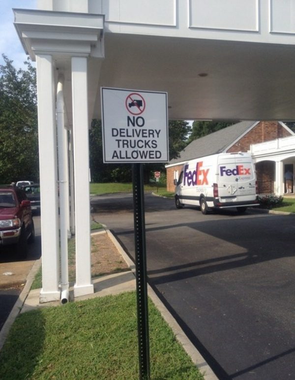 car - No Delivery Trucks Allowed FedEx