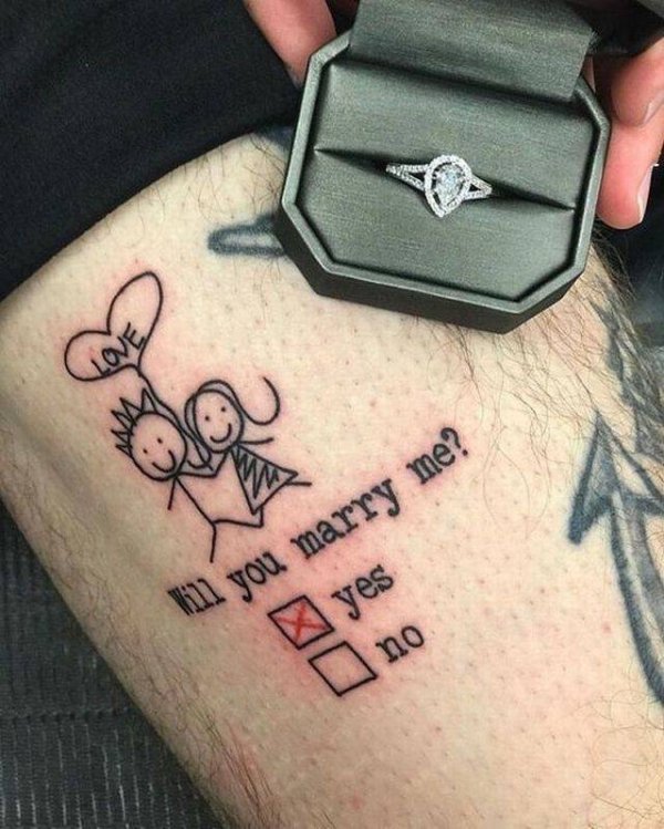 tattoo artist proposal - All you marry me? yes no