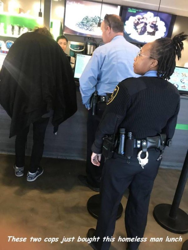 police officer - These two cops just bought this homeless man lunch