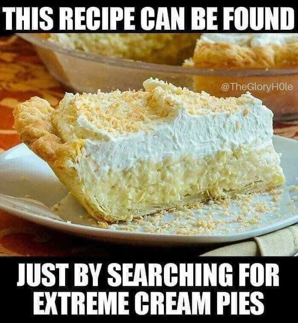 coconut cream pie - This Recipe Can Be Found @ The Gloryhole Just By Searching For Extreme Cream Pies