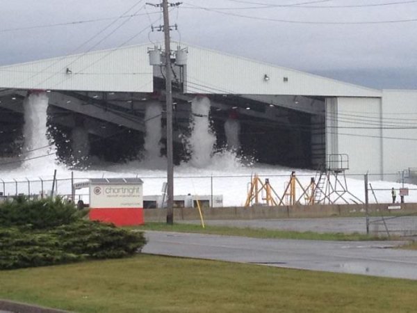 cut in half aircraft hangar fire suppression systems