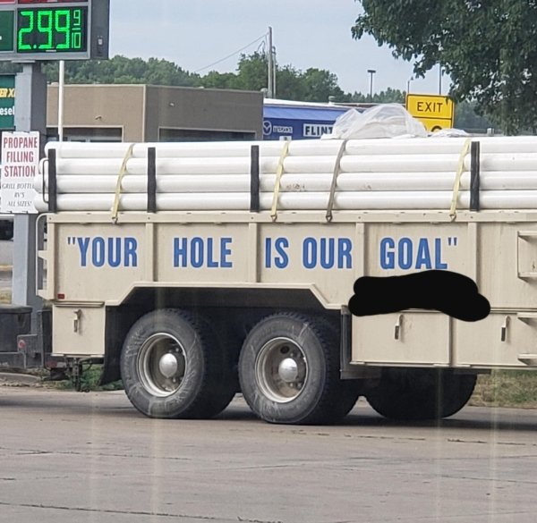 your hole is our goal - ese! Exit gram Flint Propane Filling Station Bottle "Your Hole Is Our Goal" Too