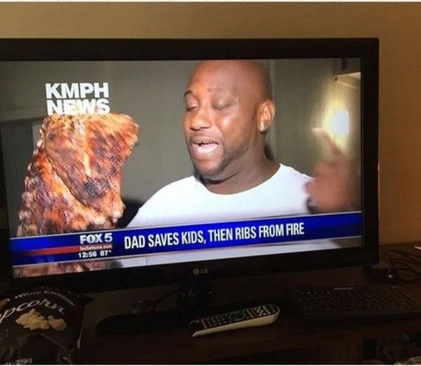 funny tv news headlines - Kmph News Dad Saves Kids, Then Ribs From Fire 1256 87