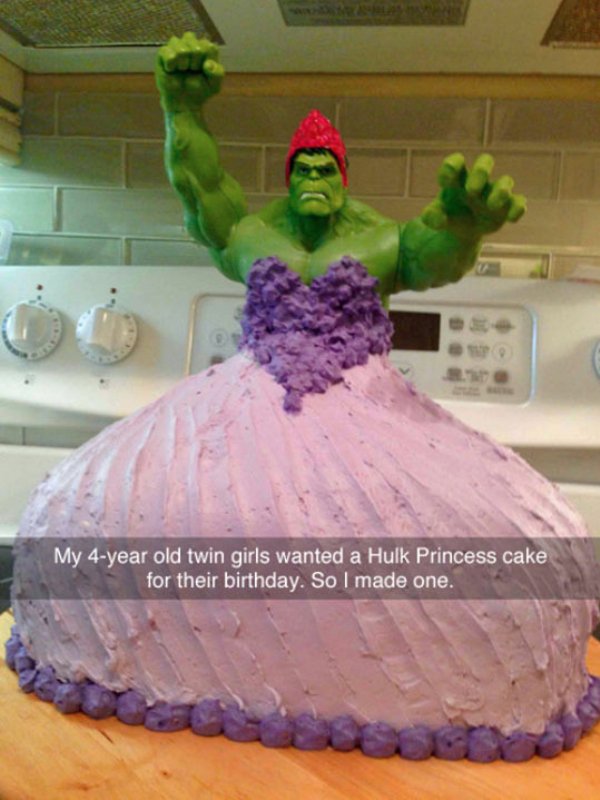 hulk dress cake - My 4year old twin girls wanted a Hulk Princess cake for their birthday. So I made one.