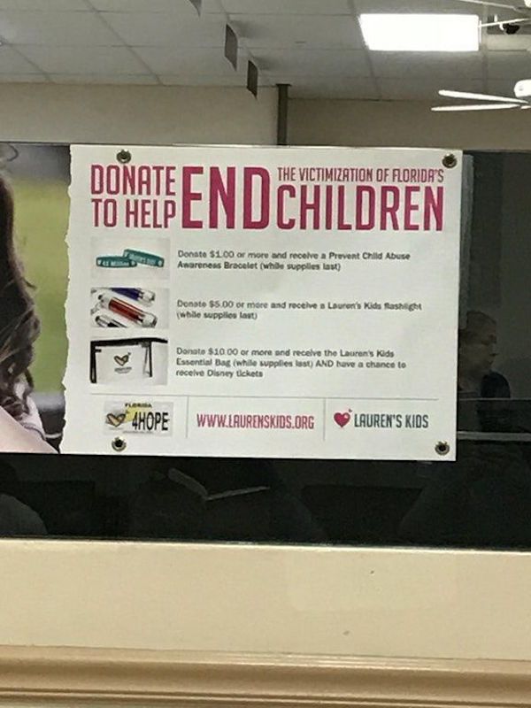 note to self - The Victimization Of Floridays Poral End Children Donate $100 or more and receive a Pruvent Child Abuse Awareness Bracelet who supplies last Donate $5.00 or more and receive a Lauron's Kids Son While supplies tot Donate $1000 or more and re