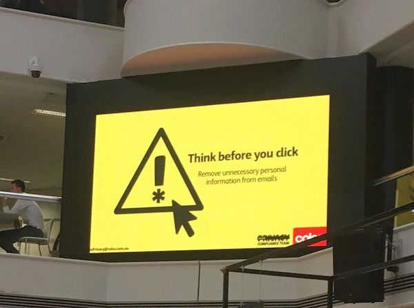 signage - Think before you dick Remove unnecessary personal information from emails