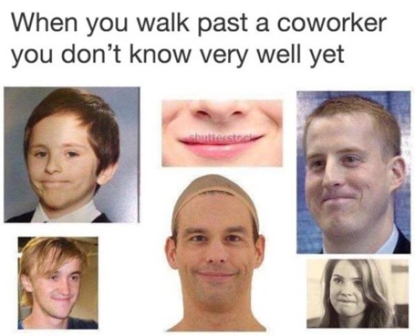 meme walking past co worker you don't know starter pack