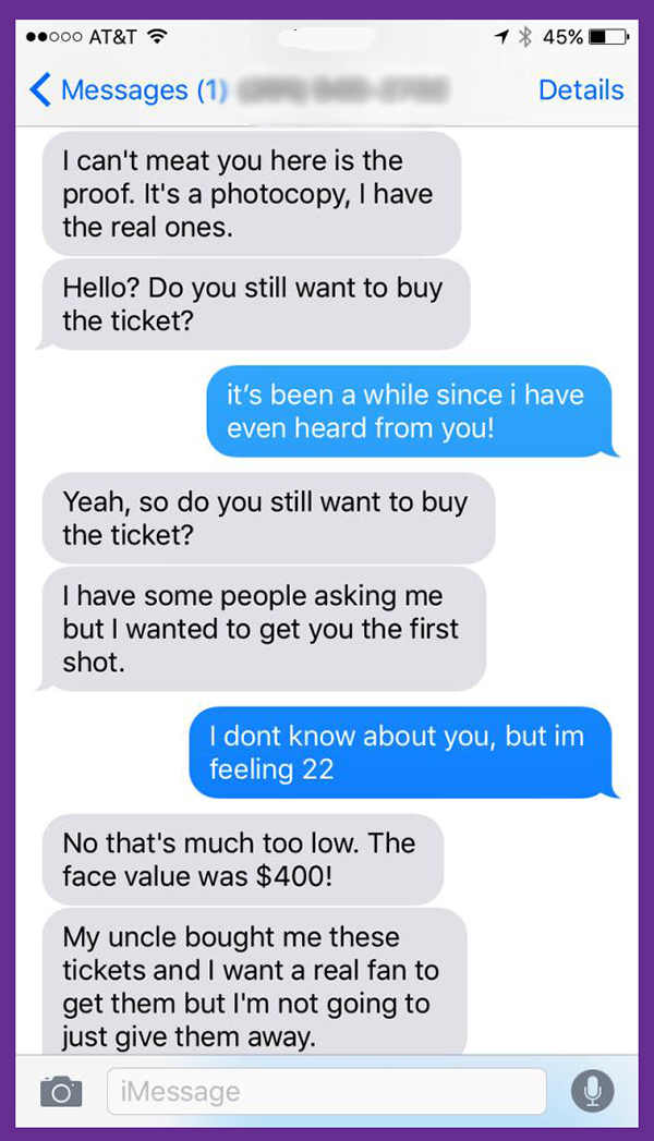 She came by my desk and said she was getting played like a sparkle-covered guitar and we all decided to have some fun at this con-artist’s expense, by texting back with only Taylor Swift lyrics.
