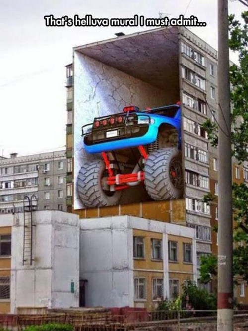 monster truck street art - That's hellova murall mustadmit.co