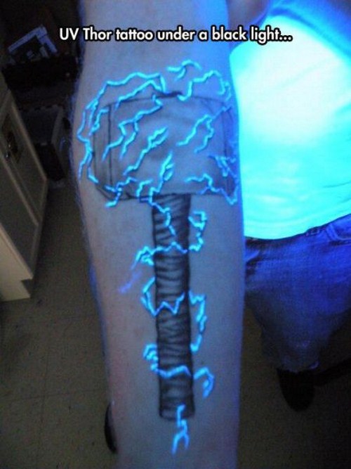 thor tattoo - Uv Thor tattoo under a black light..