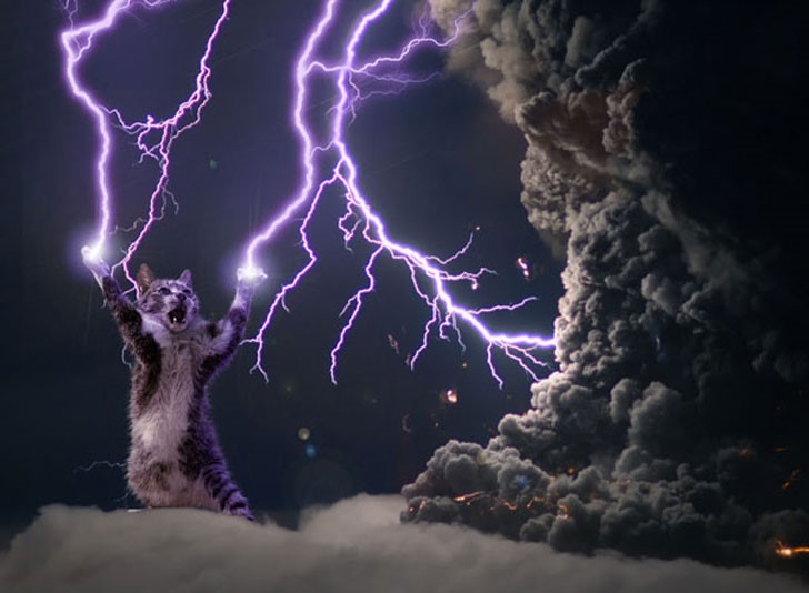 volcano cat lightning