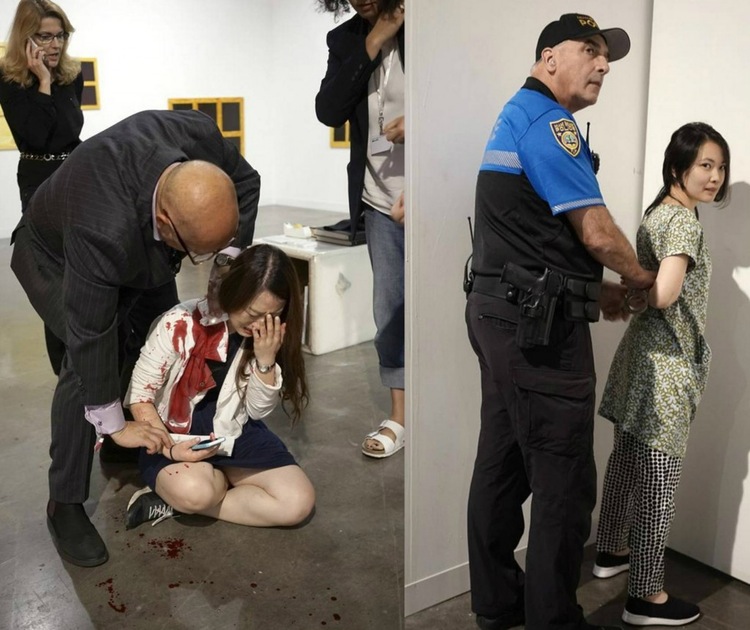 Patrons thought the stabbing was an art display