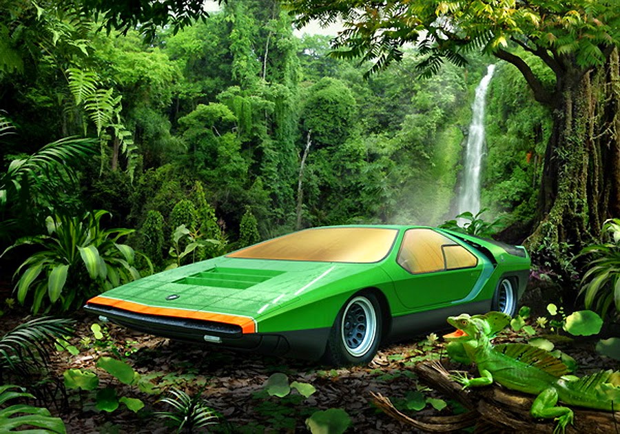 :And we finish with the beautiful art piece by Federico B. Alliney (the artist responsible for scenery in James Cameron's "Avatar" movie), featuring Alfa Romeo Carabo