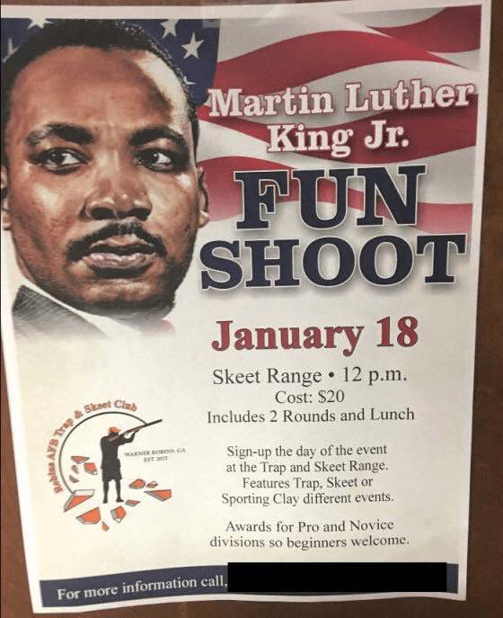 martin luther king fun shoot - Martin Luther King Jr. Fun Shoot January 18 Skeet Range 12 p.m. Cost $20 Includes 2 Rounds and Lunch Av Sen Signup the day of the event at the Trap and Skeet Range. Features Trap. Skeet or Sporting Clay different events. Awa