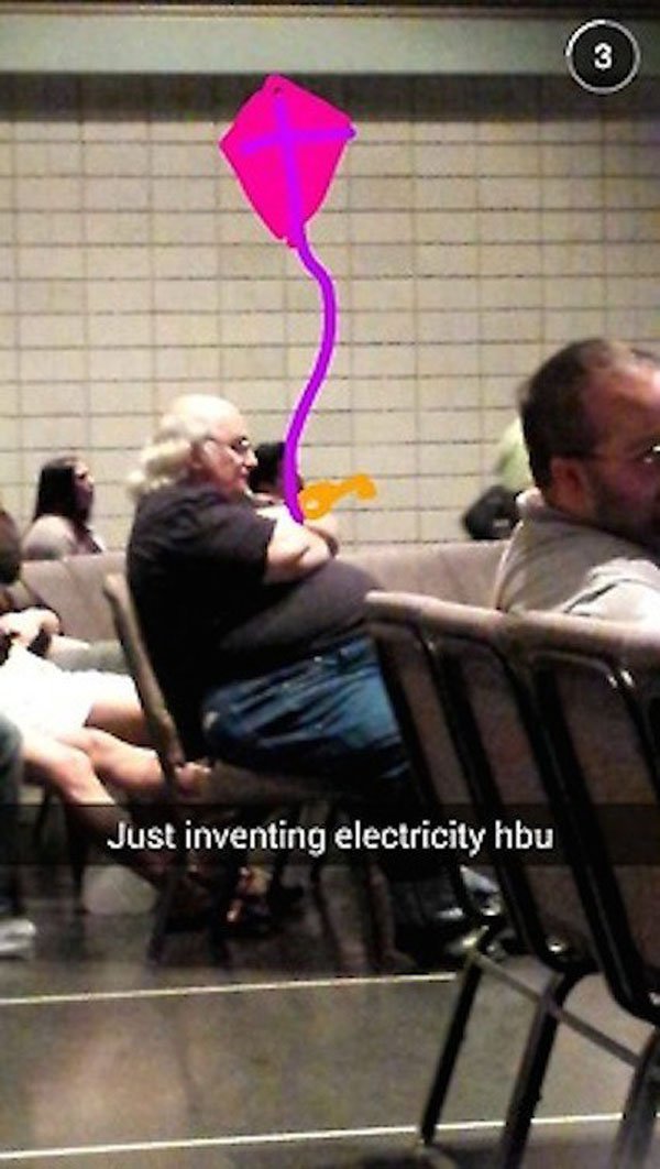 snapchat funny snaps - Just inventing electricity hbu