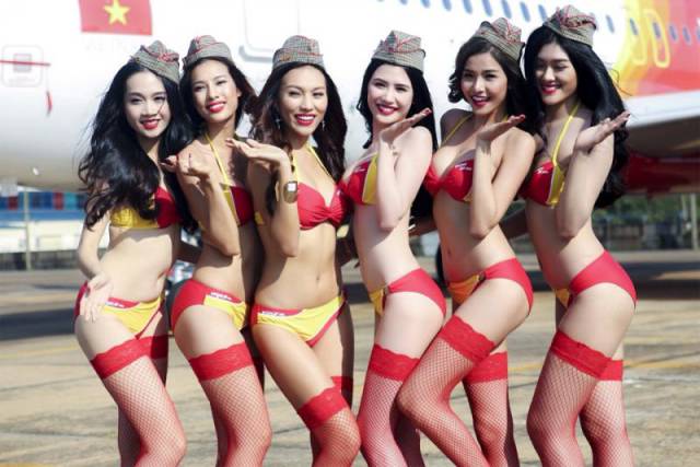 Sometimes Vietnamese Airline Company's Flight Attendants Slip Into Bikinis To Put On A Show