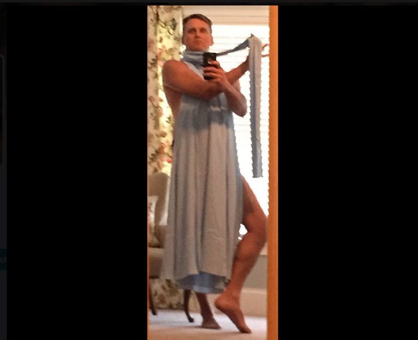 While his daughter, Sydney Rucker, was away at school, her prom dress came in the mail and like any good parent does without permission, he opened it. I’m not exactly sure what his thought process was next, but the next minute he’s trying on her dress and snapping some FAAABULOOUS selfies...