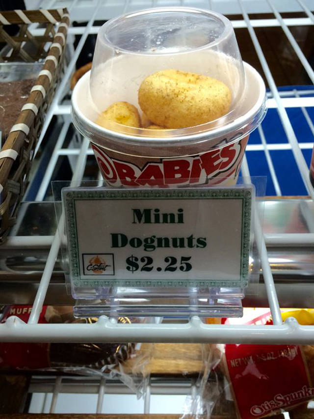 funny food spelling mistakes - Mini Dognuts oster $2.25 Mufa Ouis Spunki