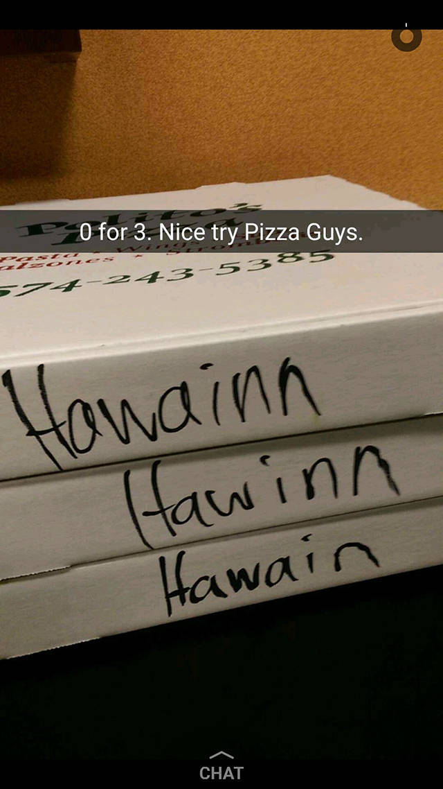 writing - P O for 3. Nice try Pizza Guys. 4243538 Howainn Hawinn Hawain Chat