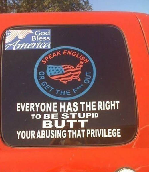orange - God Bless merica K Engl Glish Speak Org 100 Chef Everyone Has The Right To Be Stupid Butt Your Abusing That Privilege