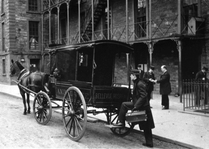 The first ambulance: Bellevue Hospital Center, NY, 1869