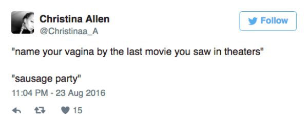 18 Women Name Their Vagina After The Last Movie They Watched!