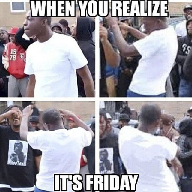 Friday meme with pics of man dancing