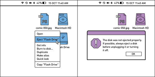 2 Kinds of People - 42%D 15 Oct 42%D Am Ps comic 050.jpg Macintosh Hd comic 050.jpg Macintosh Hd Open Eject "Flash Drive" The disk was not ejected properly If possible, always eject a disk before unplugging it or turning sh Drive it oft. Get info Burn to 