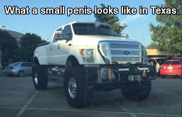 Massive pick up truck which in Texas is how you let people know you have a small penis.