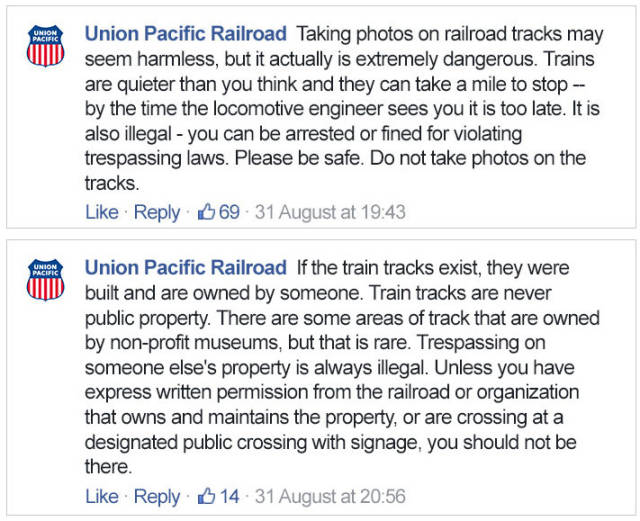 While the photoshoot gave everyone nightmares, Union Pacific Railroad pointed out that the photoshoot could have easily turned into a nightmare itself
