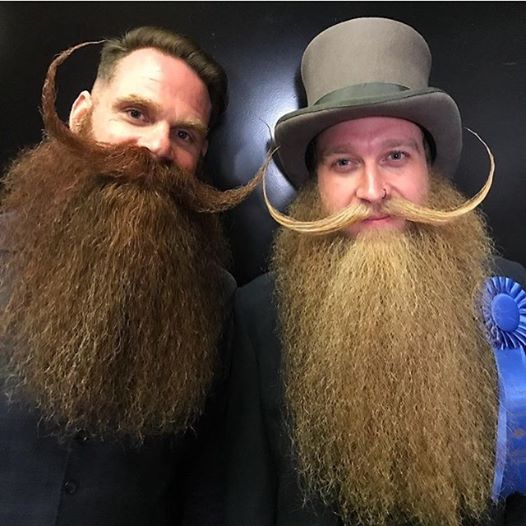 The 2nd and 1st place Full Beard Styled Moustache World Champions at the 2017 #RemingtonBeardBoss World #Beard and #Moustache Championships!
#AustinFacialHairClub