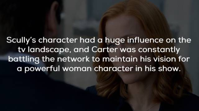 photo caption - Scully's character had a huge influence on the tv landscape, and Carter was constantly battling the network to maintain his vision for a powerful woman character in his show.