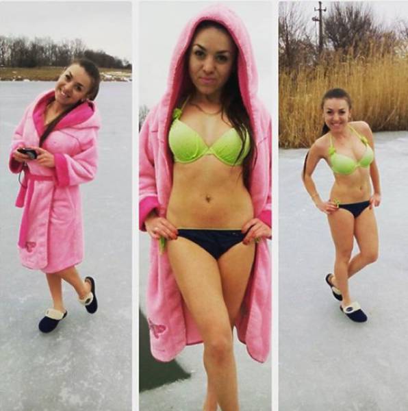Russian Girls Celebrate Orthodox Epiphany By Diving Into Icy Cold Water