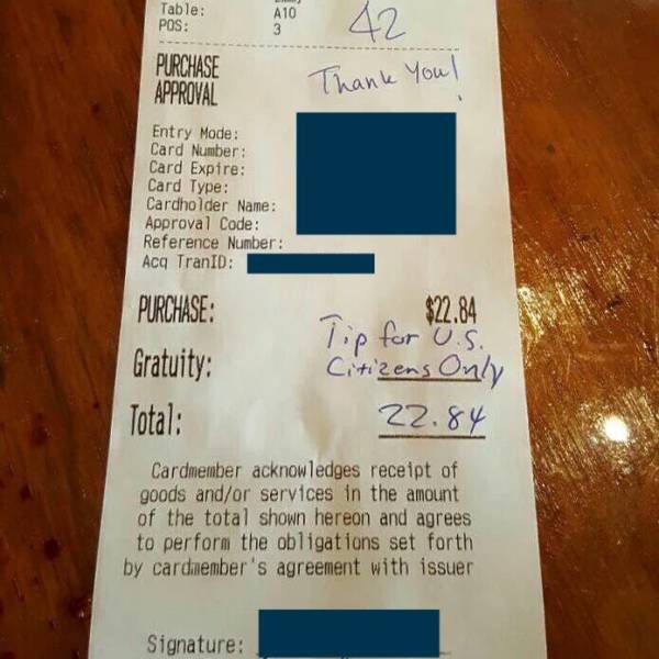 stupidity levels on social media - Table Pos 910 42 Purchase Approval Thank you! Entry Mode Card Number Card Expire Card Type Cardholder Name Approval Code Reference Number Acq TranID Purchase Gratuity Total $22.84 Tip for U.S. Citizens Only 22.84 Cardmem