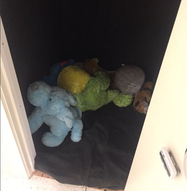 There are some stuffed animals inside to keep you company though:This is beyond pathetic, first we tried to have Swoop be our mascot now this. Way to prepare students for the real world. Wonder how many prospective employers have cry closets?