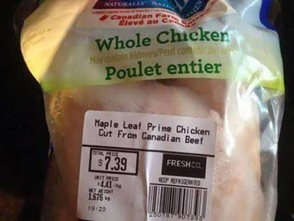 canadian May containing kidneyPeut content Whole Chicken Poulet entier Maple Leaf Prime Chicken Cut From Canadian Beef Orl $7.39 Freshco. Key Refriderated Unt Price 1441 Medit 1.676 90