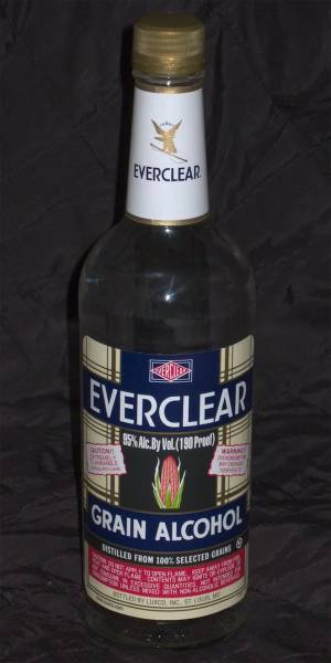 Everclear

192 Proof, 96% alcohol.

Made in the United States.